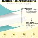 downluxe Outdoor Chair Cushions Set of 4 for Patio Furniture, Water-Resistant Patio Chair Cushions with Ties, High Density Foam Outdoor Seat Cushion, 17" X 16" X 2", Teal