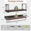 Floating Shelves with Towel Bar - American Black Walnut Solid Wood Shelf, Set of 2 Over Toilet Wall Storage Shelves with Metal Frame for Kitchen Bedroom Living Room