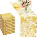 10 Packs Gold Table Runner Roll 11x84 Inches Metallic Mesh Sparkling Glitter Party Decor for Weddings, Holidays, Dining Table Shiny Runners for Table (Gold, 10 Pieces)