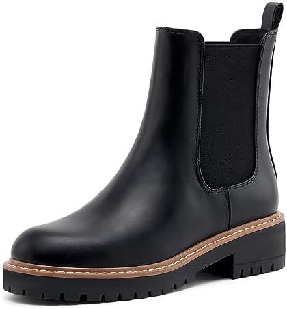 vodvob Women's Chelsea Boots Fashion Slip On Ankle Booties Casual Elastic Chunky Block Booties Size 6,5