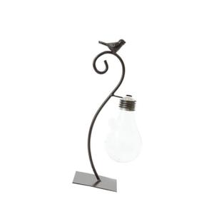 PRETYZOOM 1pc Iron Flower Arrangement Vase Creative Hydroponic Plant Glass Container Sturdy Base Decorative Iron Art for Home Office Bird Design for Desktop Decor
