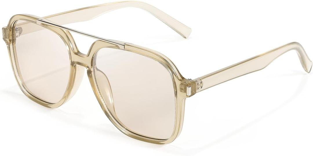 SODQW Trendy Aviator Sunglasses for Women Men UV400 Designer 70s Shades for Driving Traveling Trendy 2026 Sunglasses (04-brown/Light Brown)