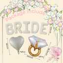 40 Inch Beige BRIDE Balloons for Bachelorette Party Decorations, Large Cream White Sand Bride Diamond Ring Heart Foil Balloons Wedding Bridal Shower Engagement Bride To Be Party Supplies