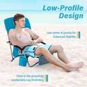 Homcosan Portable Low Folding Beach Chair - Lightweight Camping Chair for Adults with Cup Holder & Storage Pocket, Carry Bag Included (Blue), 1 Pack