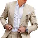 Beige Linen Suit for Boys Dress Clothes Formal 2 Piece Beach Wedding Outfit Kids Prom Tuxedo Dresswear Set Size 8