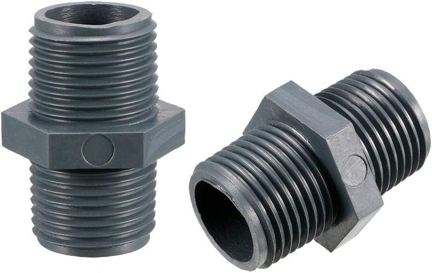 uxcell Pipe Fittings Connector G1/2 X G1/2 Male Thread Adapter Plastic Hex Nipple 5pcs
