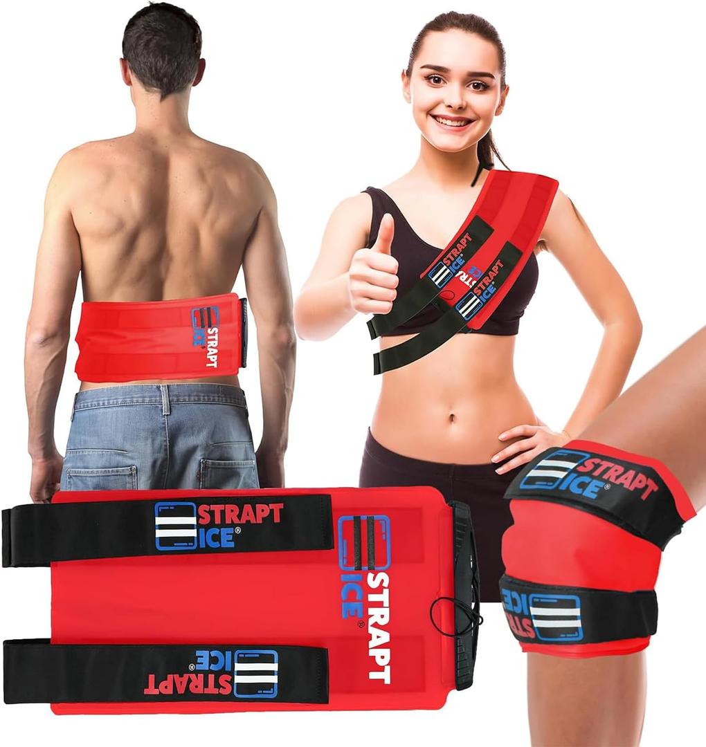 an Ice Bag that is Fillable, Reusable & Wearable - Instant Cold and Heat Therapy for Shoulder, Knee, Elbow & Back Pain Relief - Injuries, Inflammation & Recovery - 7.5" x 18" -Red