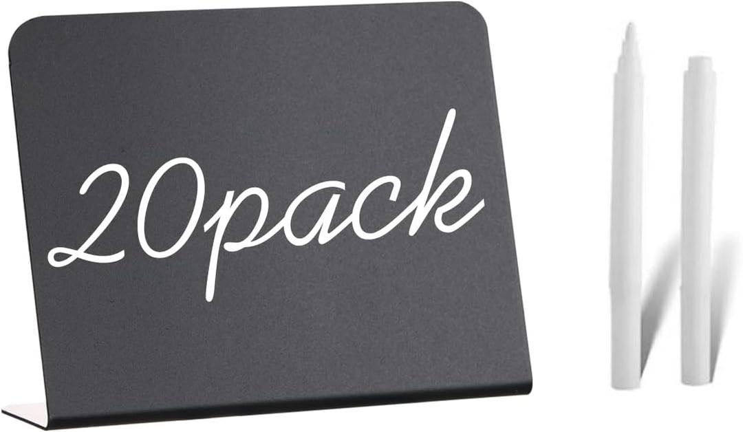 20 Pack Mini Chalkboard Signs - 4"x3" Food & Party Table Signs - Wedding & Bakery