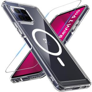 BESINPO Magnetic for T-Mobile Revvl 7 Pro 5G Case Compatible with Magsafe,Military Grade with Screen Protector Shockproof Protective Transparent Bumper Cover Phone Case for Revvl 7 Pro,Clear