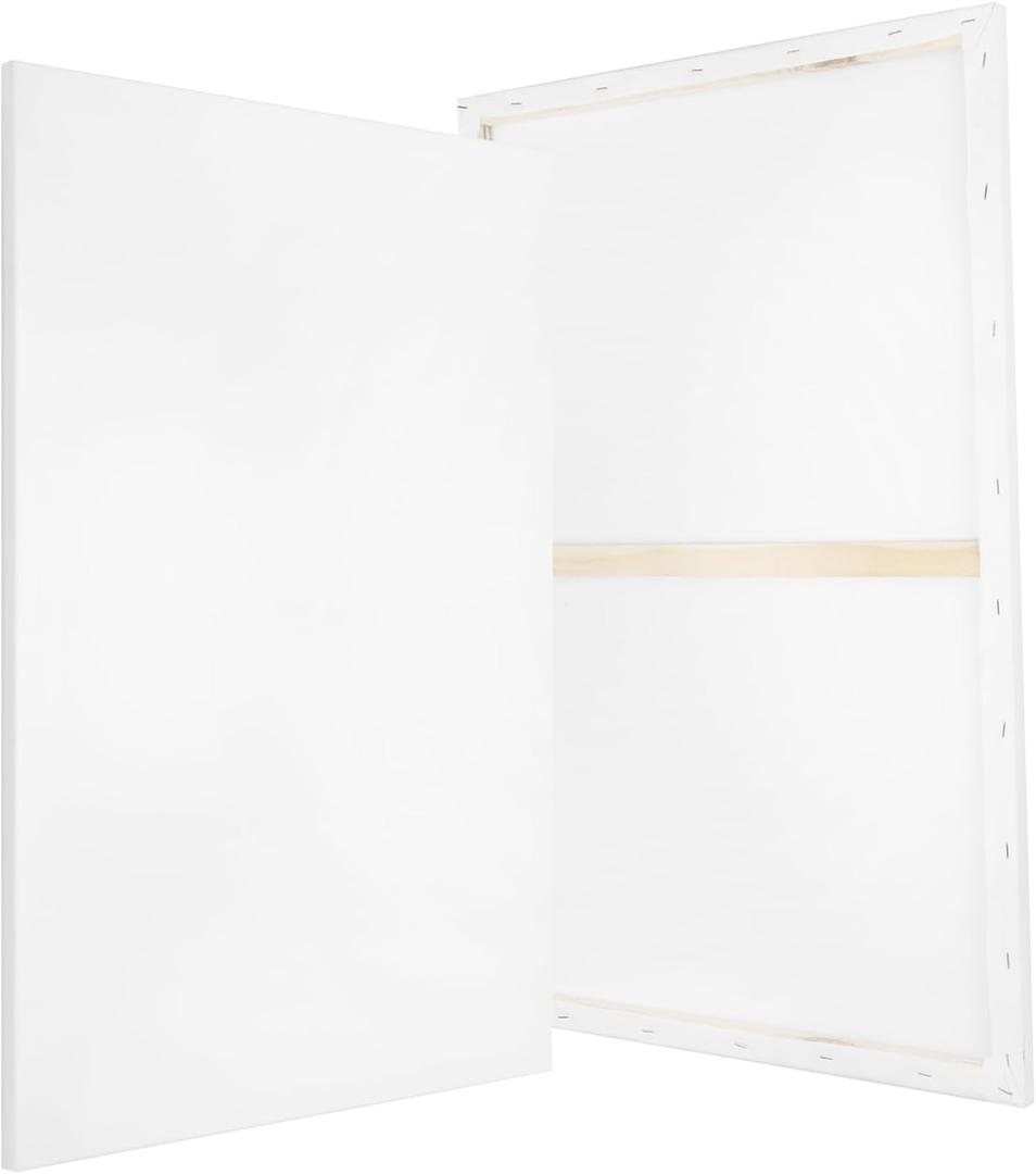 PATIKIL Stretched Canvas, 2 Pcs 48" x 24" Rectangle Canvas for Painting Blank Primed Canvas Cotton Canvas Panels for Acrylics Oil Watercolor Paints, White