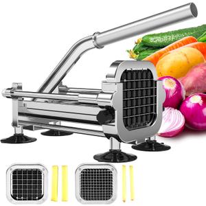 Befano French Fry Cutter, Stainless Steel Potato Cutter with 1/2 Inch and 1/4 Inch Blades, (Manual Cutter, 1/2 '' & 1/4 '' Blade) (1/2 Inch & 1/4 Inch, Manual Cutter)