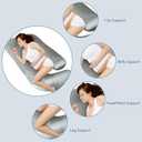 Silky Satin Pregnancy Pillows for Sleeping, Cooling Pregnancy Pillow, U Shaped Full Body Maternity Pillow with Removable Washable Cover, Support for Back, Legs, Belly, Hip for Pregnant Women, Grey