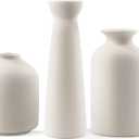 Ceramic Vase,Small Vases for Decor,Set 3 Modern Boho Vases for Flower Pampas,Fit for Living Room Desk Shelf Decor (White)