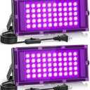 2 Pack 50W LED Black Light, Black light Flood Light for Glow Party IP66 Waterproof, Outdoor Black Lights with Switch & Plug for Halloween, Glow in The Dark, Neon Party, Poster, Birthday