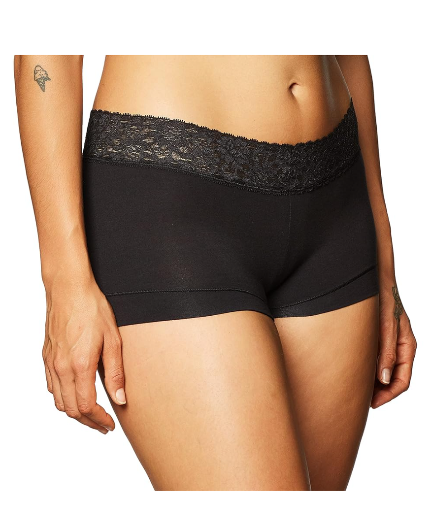 Maidenform womens Dream Cotton With Lace Boyshort, Size L, 3 Pack