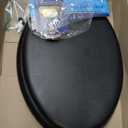 Soft Elongated Vinyl Toilet Seat, Black - 19 Inch Soft Vinyl Cover with Comfort Foam Cushioning - Fits All Elongated Size Fixtures - Easy to Install Fantasia by Achim Home Decor