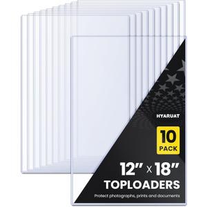 12x18 Toploader - Clear Semi-Rigid PVC Sheet Protectors, Hard Plastic Sleeves for Lithographs, Posters, and Prints (10-Pack)