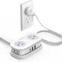 ORICO 20W USB-C PD Travel Power Strip, 4 AC Outlets 3 USB Ports (Fast Charging), 4FT Flat Plug Extension Cord, Cruise Approved, Compact for Business Travel/Dorm -AP3 (White)