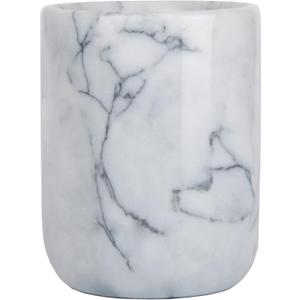 Toothbrush Holder,Handmade Marble Toothbrush Cup,Stone Toothbrush Organizer for Pen Holder,Makeup Brush Cup,Razor Holder,SPA Collection Tumbler First Choice for Home and Hotel(White)