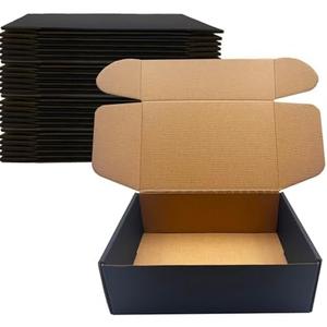 22 Pack 9x6x3 inch Black Shipping Boxes ，Cardboard Packaging Boxes for Mailing Shipping Corrugated Cardboard Boxes for Packaging Small Business Craft Flat Shipping Boxes Empty Gifts Giving Products