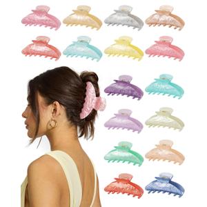 16 Pack Hair Claw Clips for Women - Large Non-Slip Acrylic Hair Claws for Thick Thin Hair, Cute Hair Barrettes Elegant & Durable, Fashion Hair Accessories Stylish Jaw Clips for Girls DIY Gift