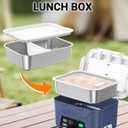 Docusvect 1.3L Replaceable Inner Container for Rechargeable Heated Lunch Box, Stainless Steel Meal Container with Leak-Proof Lid and Removable Tray Divider, Dishwasher Safe