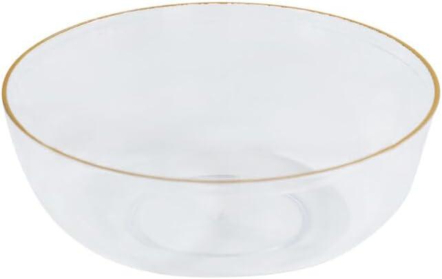 6 oz Clear/Gold Rim Edge Bowls - Disposable Round Catering and Party Bowls - Case of 240