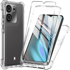 for BLU View 5 Phone Case with Tempered Glass Screen Protector,Slim Soft Silicone Full-Body Protective Case for BLU View 5 (Clear)