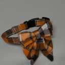 ADOGGYGO Fall Dog Collar with Bow, Halloween Thanksgiving Pet Bowtie Collar, Adjustable Cotton Orange Fall Collars for Small Dogs Pets (Small)