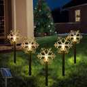 Solar Christmas Pathway Lights, 5 Pack Solar Christmas Decor Star Lights Outdoor Waterproof Stake Lights Garden Decorative Lights Walkway Lights for Landscape Yard Lawn Patio Wedding Party(Warm White)