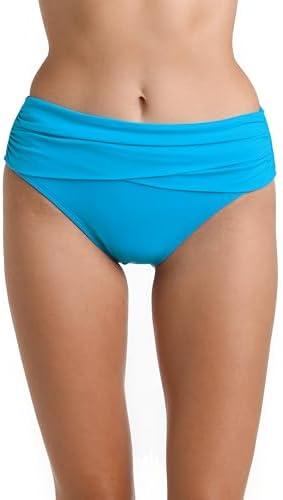 Island Goddess Banded Mid Waist Pant Bikini Swimsuit Bottom S