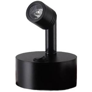 LUMINTURS 3W LED Spotlight Adjustable Light Battery-Powered Lamp On/Off Button Cabinet Black Finish Pure White