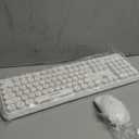 FOPETT Wireless Keyboard and Mouse Combo - 2.4G Full-Sized White Keyboard with Round Keycaps 104 Keys Typewriter Keyboard for Laptop/Windows/PC - White
