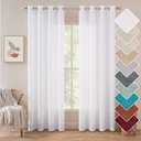 MIULEE White Linen Curtains 96 Inches Long 2 Panels for Living Room Bedroom Natural Faux Linen Textured Semi Sheer Light Filtering Privacy Window Treatments Grommet Voile Drapes W 52 x L 96 Inch