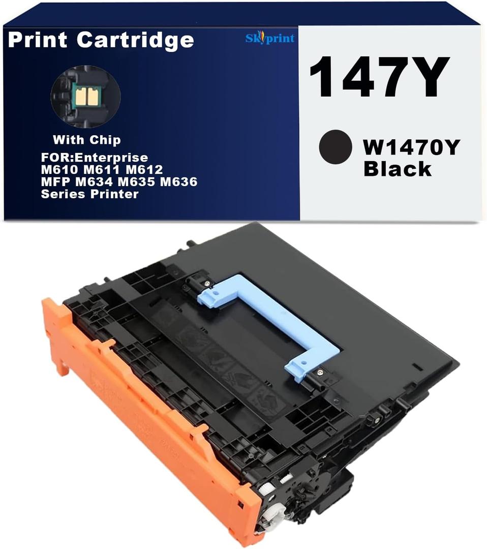 High Yield 147Y Black Toner Cartridge W1470Y with New Chip Compatible with HP 147Y Toner for use with HP Enterprise M610 M611 M612,MFP M634 M635 M636 Series Printer
