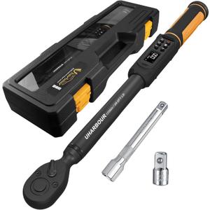 Digital Torque Wrench 3/8 Drive, 1.5-99.5 ft-lbs./6.8-135Nm Range, Electric Torque Wrench with Dual Direction Ratchet, 1% Accuracy with Vibration, Buzzer and LED Alert