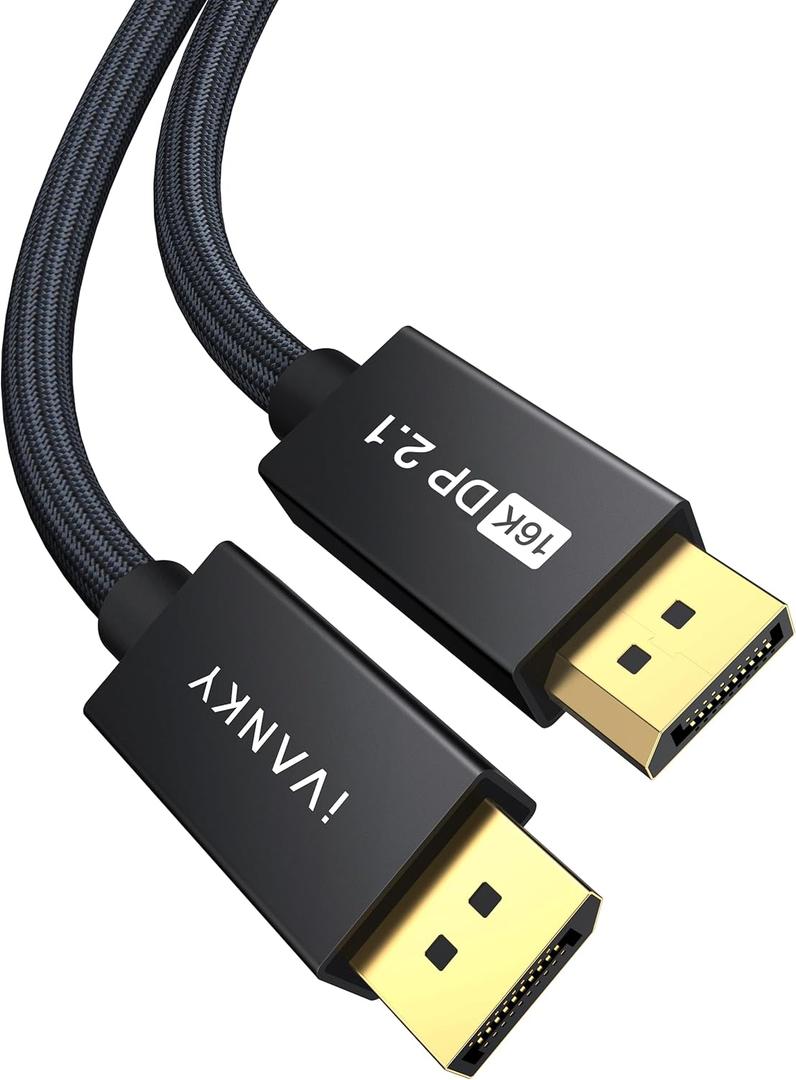 IVANKY 16K Displayport Cable 10ft, Long DP 2.1 Cable [16K@60Hz, 8K@120Hz, 4K@240Hz/165H, 2K@360], Display Port 2.1 Cable Support HDR10, HDCP 2.2, DSC 1.2a for 3090 Graphics/Gaming Monitor/TV, 10FT