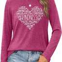 Anbech Women's Long Sleeve Graphic Tshirts Kindness Print Crew Neck Casual Tee Tops (X-Large)
