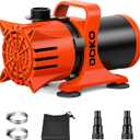 DOKO 1800GPH Submersible Water Pump, 180 Ajustable Pond Pump with 20FT Power Cord 100W Ultra Quiet Pond Pump for Outdoor, Fountain, Waterfall, Fish Tank, Hydroponic, Statuary, Orange Black