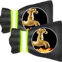 2 x Outdoor Faucet Cover for Winter Freeze Protection 2 Pack 5.9''H x 8.8''W Water Socks with Green Reflective Strip Hose Bib Covers for Winter Water Spigot Cover Winter Insulated Black