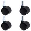 3 x Plastic Casters Set of 4, M8 Circlip Stem Caster Wheels 1 inch, Black Nylon Swivel Caster Wheels Replacement for Furniture, Office Chair, Table, Cabinet