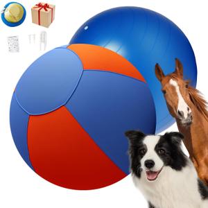 Tnoay Herding Ball for Dogs Horse with Cover | Dual Layered Herding Dog Jolly Ball for Australian Shepherds with Hand Pump | Herding Toys for Dog | Orange&Blue, 18"