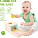 Adena Montessori Wooden Toy for 6-12 Month Baby 3 Balls with Tray, Object Permanence Box Colorful Learning Education Toy for Toddler Kid 1-2 Year Old, Preschool Developmental Girl and Boy Gift