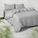 HOT SLEEPER SHEETS King/Cal King Duvet Cover Set, 100% Viscose Derived from Bamboo, 3 Pieces, 1 Zipper Closure Duvet Cover (106"x90") and 2 Pillowcases (20"x40") Cooling & Silky Soft (Light Grey)