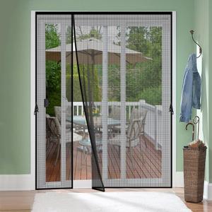 Fiberglass Magnetic Screen Door Fit Door Size 72 x 96 in- Heavy Duty Fiberglass Screen Door Mesh for Interior Door, Patio and Sliding Doors - Door Screen Magnetic Closure Let Fresh Air in