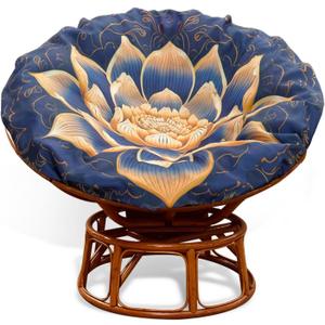 Papasan Cushion Cover Only, Water Resistant Papasan Chair Cushion Cover for Outdoor lndoor,Skin-Friendly Soft Machine Washable Unfading Zippered Cover (Lotus Pattern, 55in)