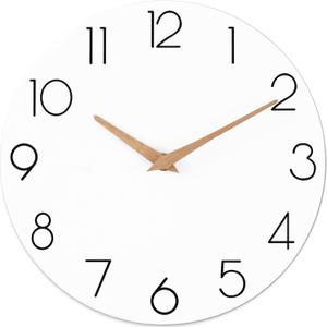 Wall Clock, White Silent Non-Ticking, Decorative Battery Operated Wall Clocks for Bedroom, Kitchen, Home, Office, School, Hotel (8 Inch)