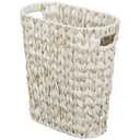 Coeusy Wicker Trash Can,Bathroom Trash Can,Waterproof Wicker Waste Basket for Bathroom,Narrow Small Waste Basket for Bedroom,Office, Cream White 5 Gallon