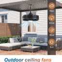 Outdoor Ceiling Fans with Light for Patios, 20" Weatherproof Gazebo Fan with Hanging Hook, Remote Control & APP, 6 Speeds, 3CCT, Caged Plug in Ceiling Fan for Patio