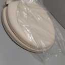 Mayfair Padded Toilet Seat, Cushioned Soft Vinyl over Wood Core Seat, Secure Hinges, Easy Clean, Made in USA, Round, Bone